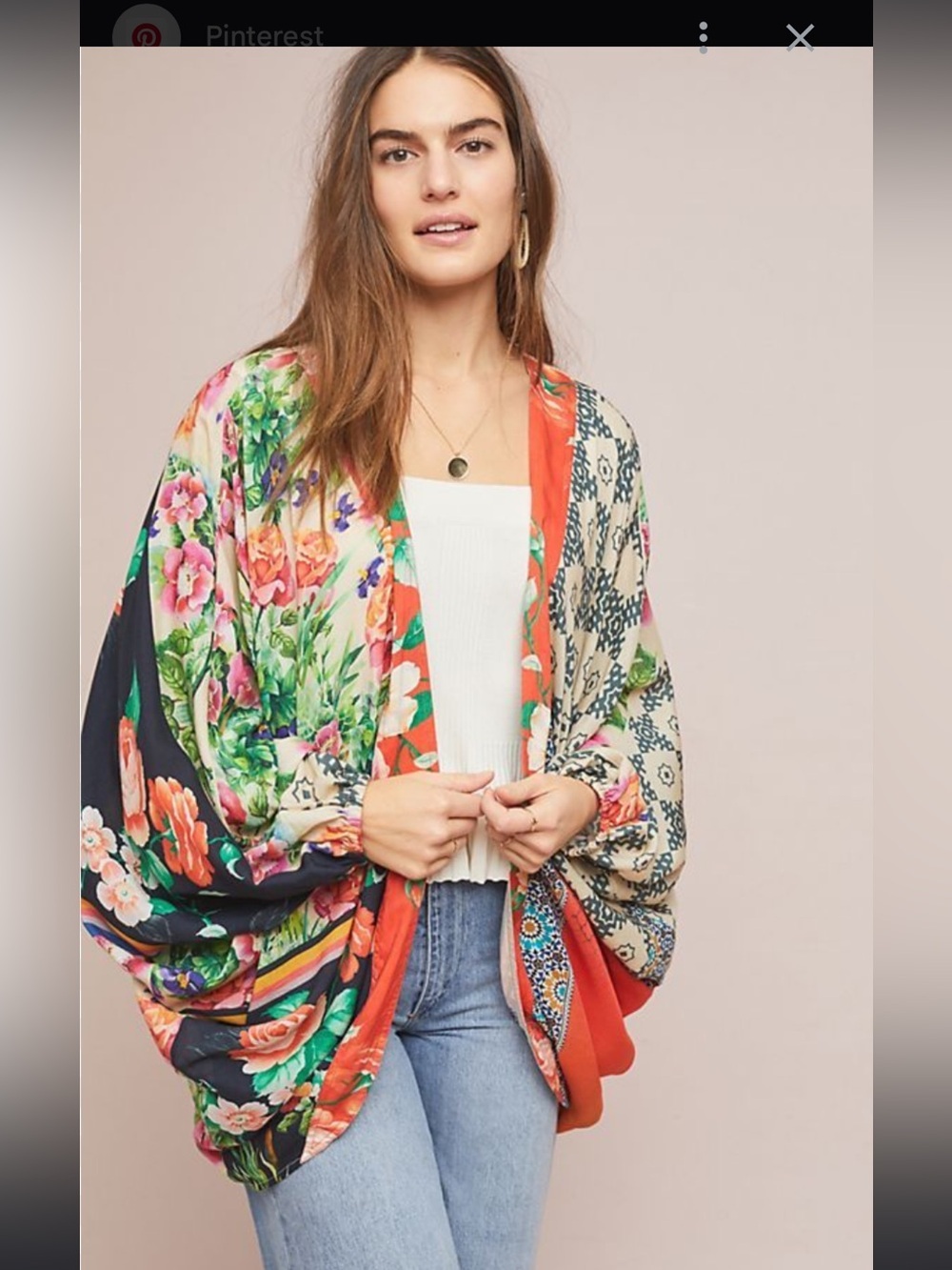 Anthropologie Akemi + Kin Mixed Print Floral Kimono Cardigan One Size